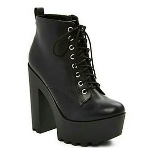Black Platform Lace-Up Boots