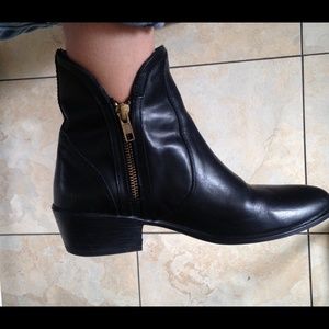 Black Leather Ankle Boots