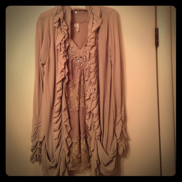 Lacey top with matching ruffled sweater