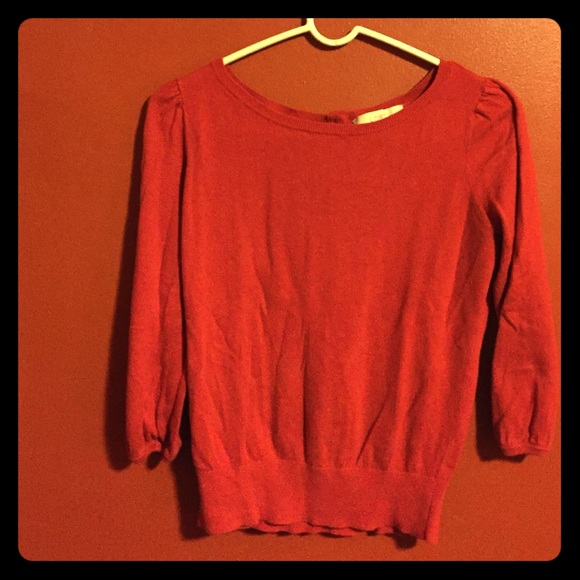 Ann Taylor LOFT red three quarter sleeve sweater