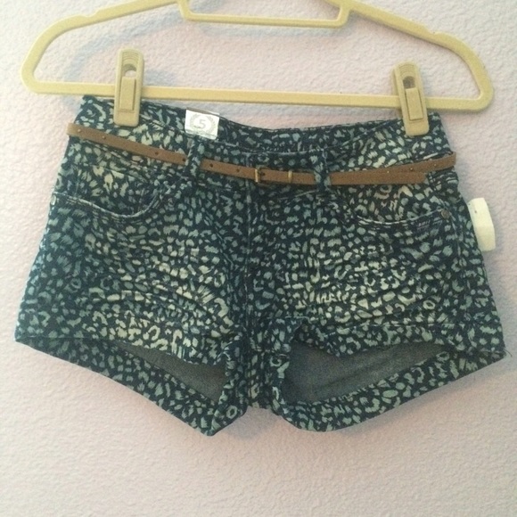 Dark and light blue cheetah print shorts