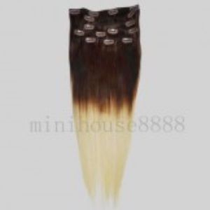 Dark brown to blonde clip in extensions! 100G