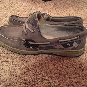 Grey Cowprint Sided Sperrys