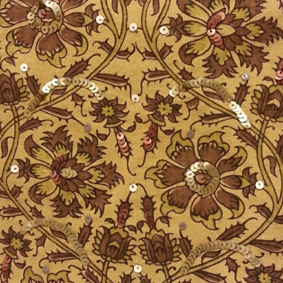 DKNY green floral spaghetti top with sequence - Picture 3 of 3