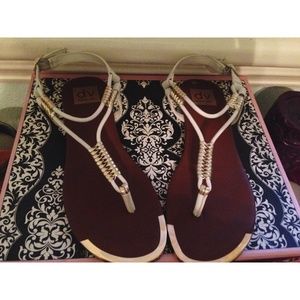 White and Gold Dulce Vita Sandals