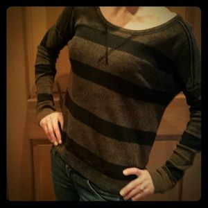 Free People Striped long waffle shirt