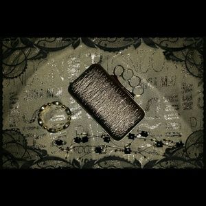 Brass Knuckles Gun Metal Textured Clutch