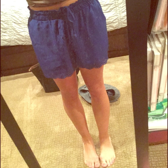 Blue Scalloped Shorts