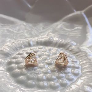 Rose gold tiny diamond stud earrings