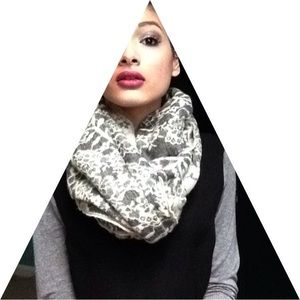 Sheer top with gray sleeves