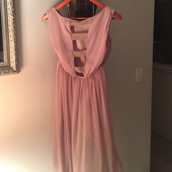 ✨SOLD✨Beige hi lo chiffon dress - Picture 3 of 4