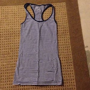 Navy blue and white striped tank
