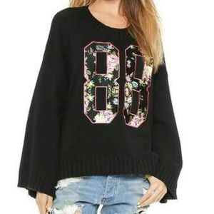 Wildfox Black Oversized Chunky "88" Sweater