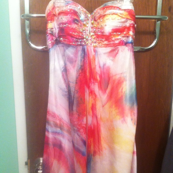 MULTICOLOR PROM DRESS FOR SALE - Picture 1 of 4