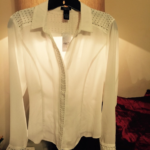 Sale💥White sheer jeweled top