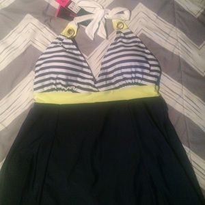 Navy Swimsuit Halter Top Dress