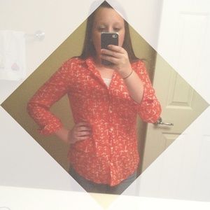Red Button-Up Old Navy Anchor Top