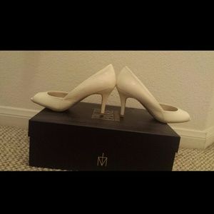 White Patent || Open Toe Heels