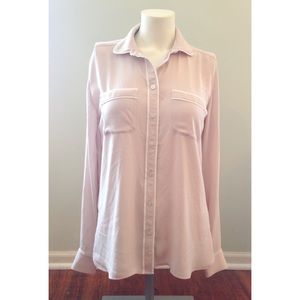 LOFT Blush Piped Blouse
