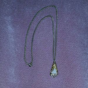 Rose Quartz in Gold Necklace