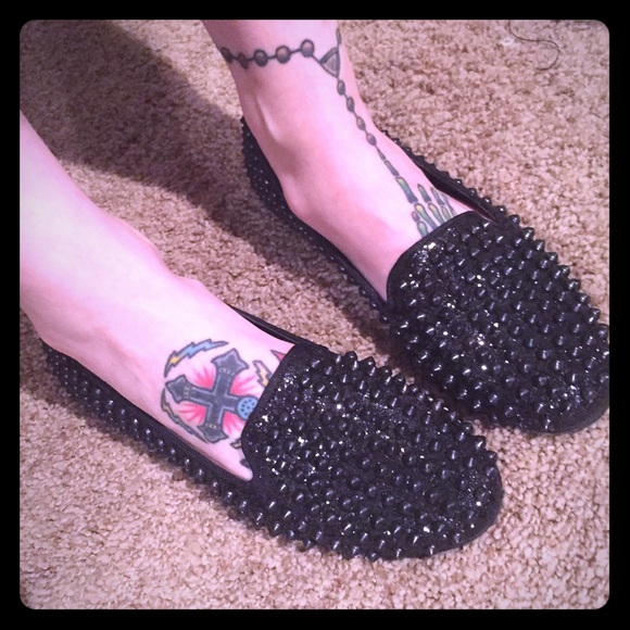 Steve Madden studded and sparkly ballet flats.