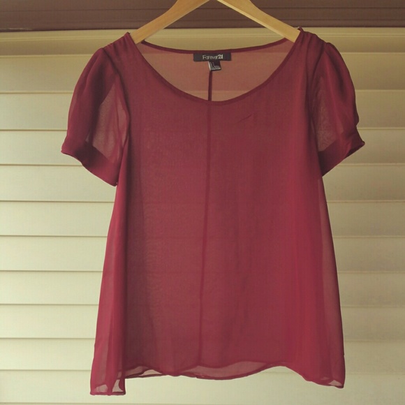 Forever 21 sheer burgundy top
