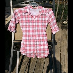 Paint splatter plaid shirt