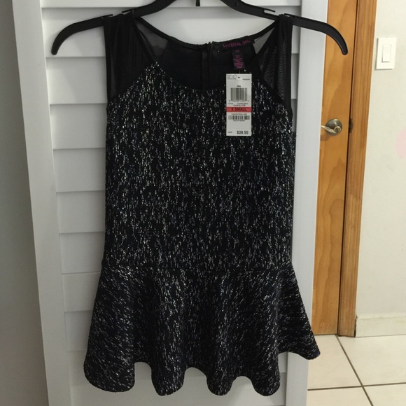 Material Girl caviar black combination peplum top