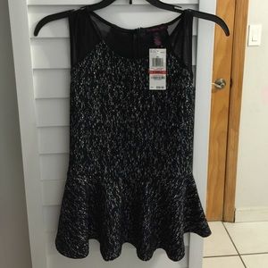 Material Girl caviar black combination peplum top