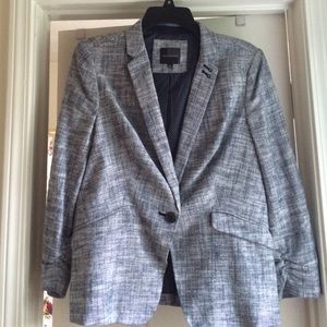 Blue & white 3/4 sleeve blazer