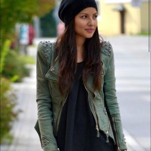 Studded green moto jacket