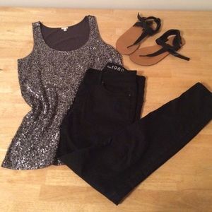 Jcrew drapey loose sequin top M