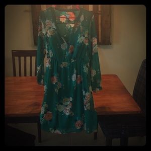 Green floral dress mid length