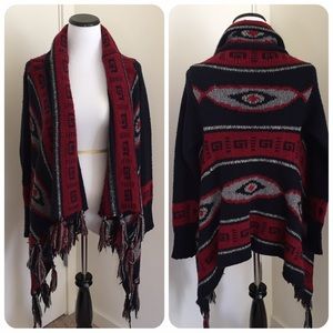 Zara knit Aztec tribal tassels cardigan sweater