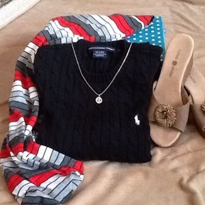 Ralph Lauren cable knit, crew neck polo sweater