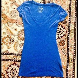 Blue deep V tee