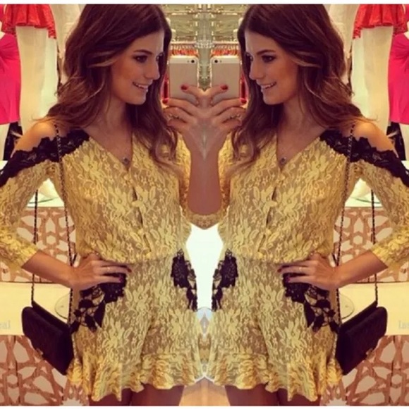 Jumpsuit shorts lacy yellow
