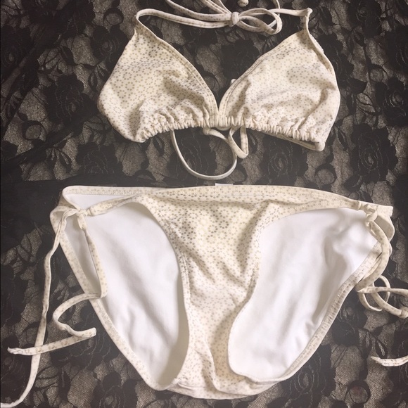 Gold and white bikini