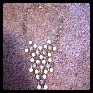 Express clear & white stone necklace