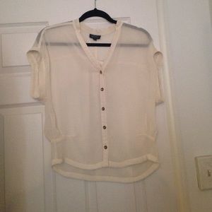 Sheer top shop short sleeved button down top