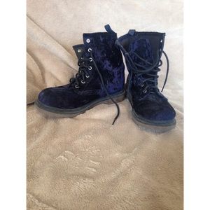 Doc Martin Inspired Blue Velvet Boots