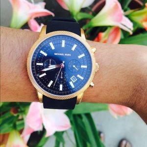 MK rose gold & black watch