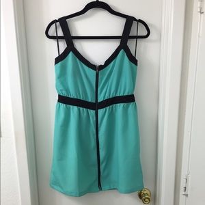 Mint and black color block dress