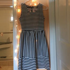 Black/white striped dress