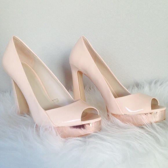 Zara Shoes - Zara Rose Gold Peep Toe Platforms Zara Shoes - Zara Rose Gold Peep Toe Platforms