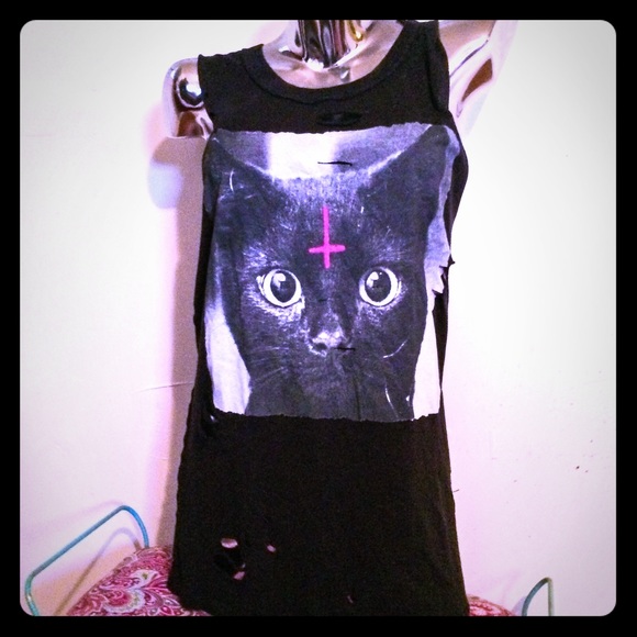 Pure Evil distressed muscle top