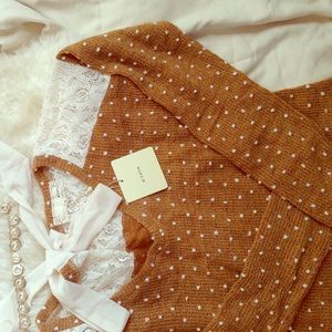 A'reve polka dot & lace sweater