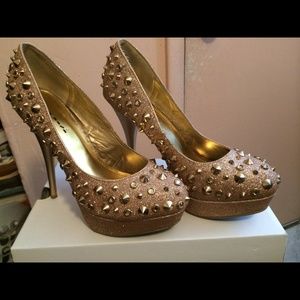 Gold Spiked Heels