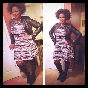 Black and White Patterned Skater Dress