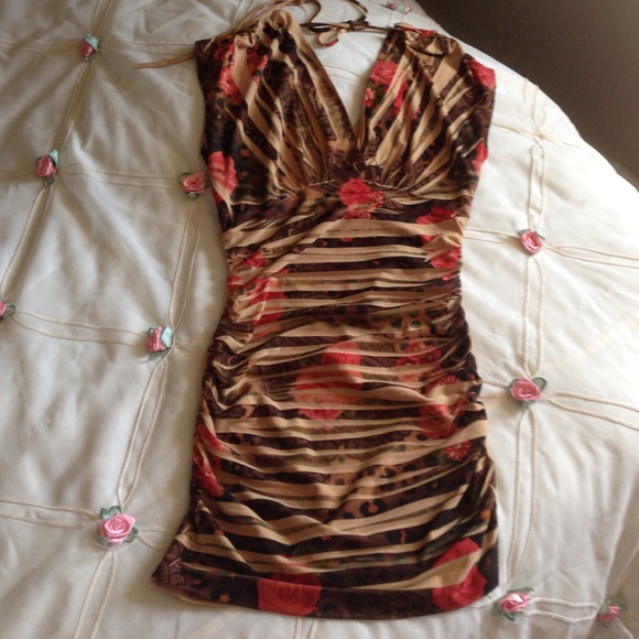 Leopard Rose Top S NWOT